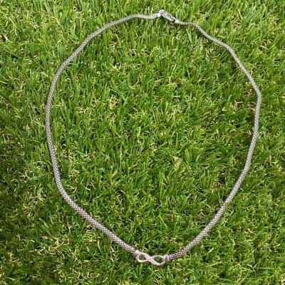  Womens Silver Tone Mesh Necklace with Infinity Symbol