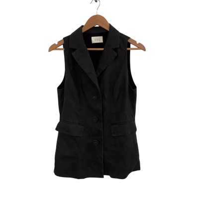 Dissh Womens Linen Size 10 Blazer / Vest Jacket Black  