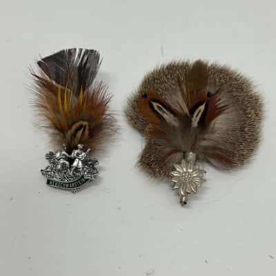  Hutschmuck x 2 Alpine Hat Pins Mens Feathers Silver Tone