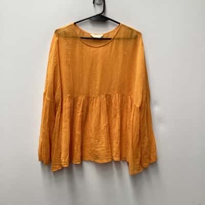 Gorman Womens  Size 16 Orange sheer long sleeve top
