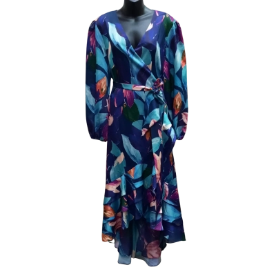 New With Tags PARADISO  Satin Wrap Dress Vivid Floral Print in Size 20 Orrp $249.00
