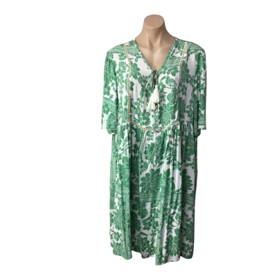 Vine Apparel Womens Size 20 White / Green Floral Short Sleeve Dress
