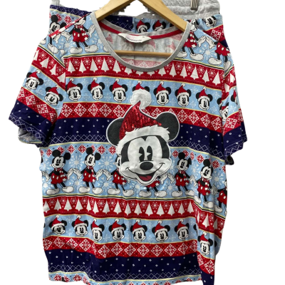 Peter Alexander Womens  Size XL Pyjamas set. Mickey Mouse Christmas.  Blue / Navy Blue / Red / White 