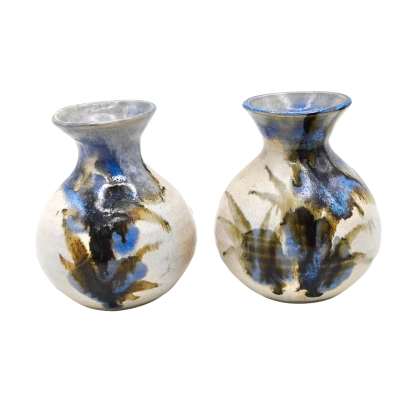 Pair Of Vintage Lindfield Pottery Drip Glaze Bud Vases - Vintage Australian Studio Pottery Traditionally Handcrafted In Port Macquarie NSW. See Pics For Style