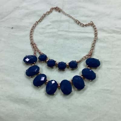 Womens Beaded Necklace Blue 