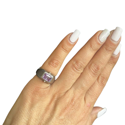  Womens Silver Ring Amethist