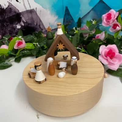 Christmas wooden musical box with moving angels  
