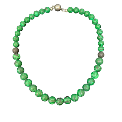  Malachite & Lava Stone Beaded Necklace 