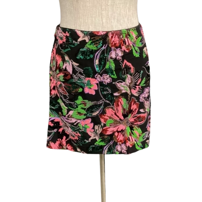 Cue Size 10  Sequinned Mini Skirt Floral / Multicoloured 