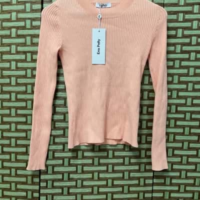 NWT ENA PELLY Women’s RRP $199.99 Olsen Knit Long Sleeve Top Coral 8 Gift Birthday Mum Party Autumn Winter 