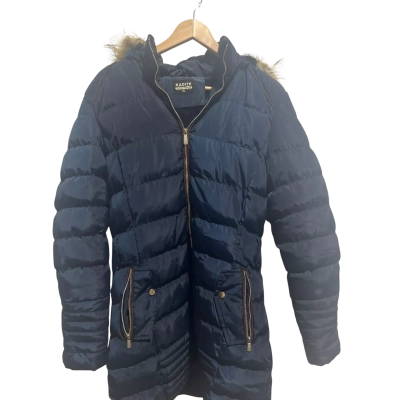  Kadite Women’s Navy Puffer Jacket Faux Fur Hood Womens Hooded Jacket / Puffer Jacket Blue / Brown 