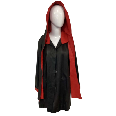 Kircilar - Leather Jacket with Hood -  Size M Black/Red