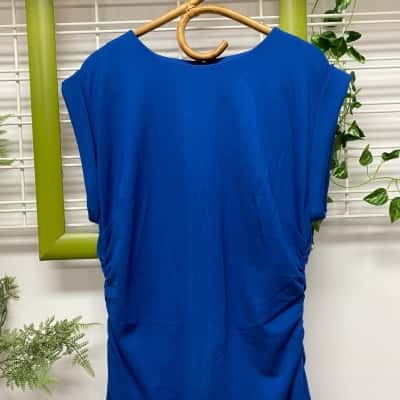 Oxford Womens  Brand New With Tags Bianca Ponti Size 14 Short Sleeve Maxi Dress Blue 
