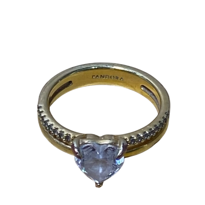 Double Band Heart Gold Plated Pandora Ring 