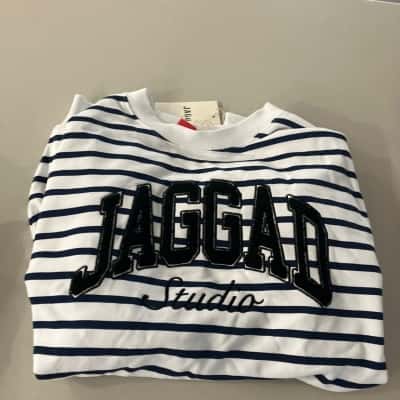 Jaggad Mens Size M cotton/polyester White / Blue Hyde studio sweater