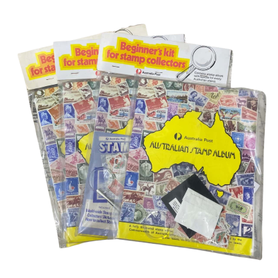 Lot of 4 Australia Post Beginner’s Kit For Stamp Collectors - 3 Unopened