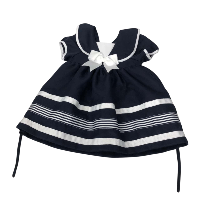 Ollies Place Girls Size 0 (6-12 months) Navy Blue / White Dress