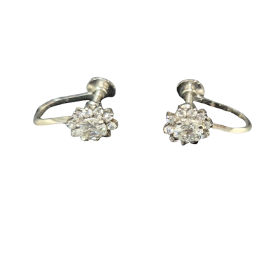  Womens Earrings  925 Silver / White stones 