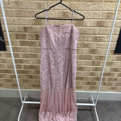 Forever New Womens pink lace midi dress Size 10 