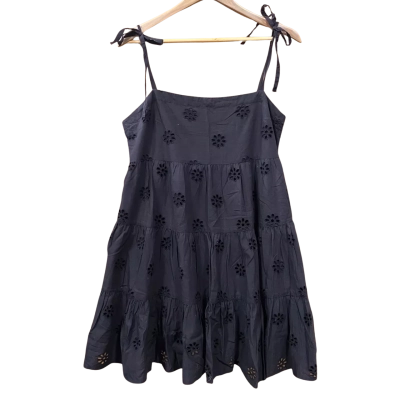Seafolly Black Floral Embroidered Dress Size L