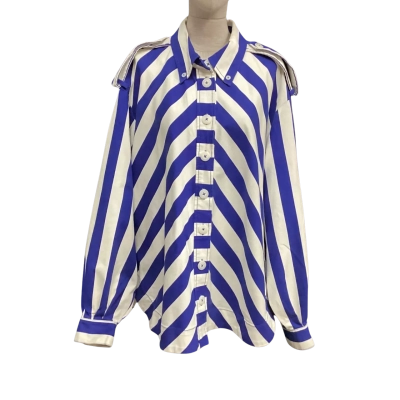  The Farm Rio  Size XL Long Sleeve Shirt Blue / Striped / White 