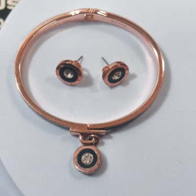 Mimco Womens Bangle / Earrings Rose Gold Set PreOwned 