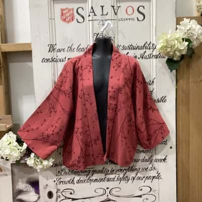 Pearlseed Brand! MADE IN AUSTRALIA! LIGHTWEIGHT OPEN SHORT SLEEVE OVERCOAT! ASIAN AESTHETIC! Womens  Size L Open Jacket / Swing Coat Burnt Orange 