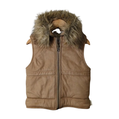 Size 3 - Kids  Brown Fur Sleeveless Jacket