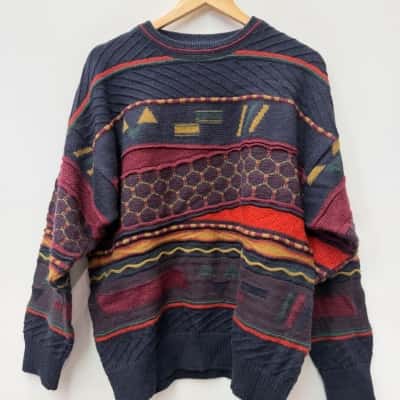 Jetmen Australian Made Crew Neck Jumper Navy Blue - Size L - Wool Blend