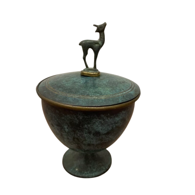 Vintage 1940-50’s Brass Bowl with Deer Made In Israel