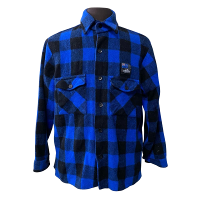 Egmont New Zealand Vintage Men's 100% Wool Jacket XL Black  / Blue check