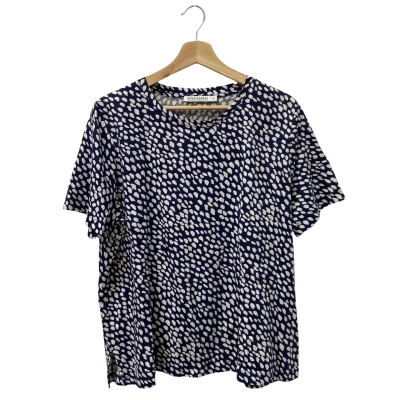 Sportscraft Womens  Size XL Short Sleeve Top Navy Blue / White /Polka Dot 