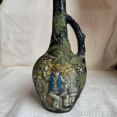 Vintage Italian Marchi Brescia Italy Signed Porcelain Stone Ware Bottle Decanter