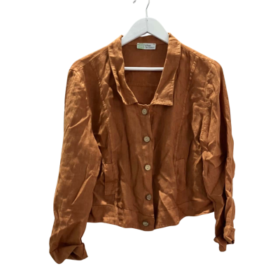 LTDC Women's Size XL Brown Linen Button Up Top