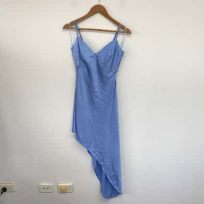 Luck & Trouble Blue Yvette Asymmetrical Midi Dress  Size 8 