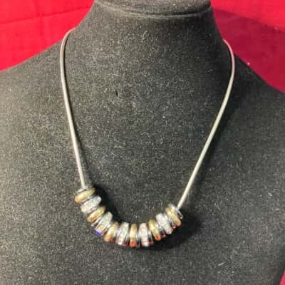Women's Charm Necklace with Rhinestones silver tone