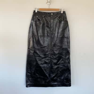 ENA PELLY Black Tilly Patent Leather Skirt  Size 10 