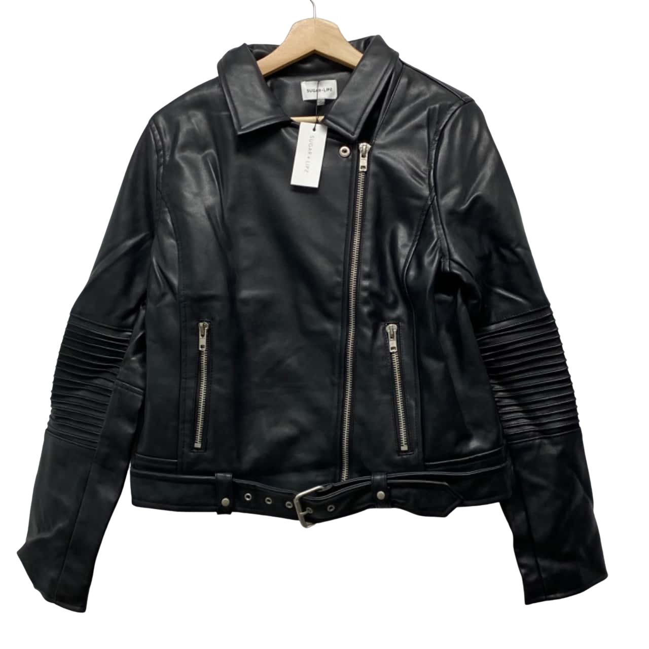 SugarLips Womens Size L Biker Jacket Black NEW With Tags (s)