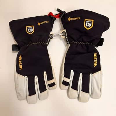 Hestra Army Leather GORE-TEX Ski Gloves Black White Size 8