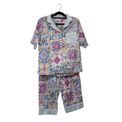 Peter Alexander Womens Short Sleeve Pyjama Top with Cropped Pants Set Size S Floral 