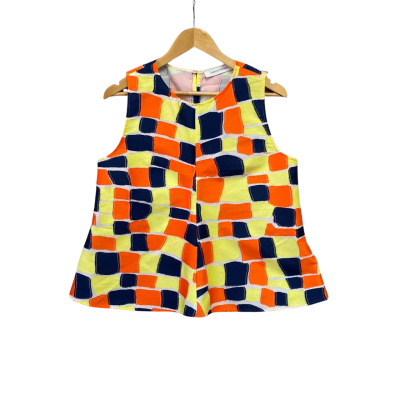 Scanlan Theodore Womens  Size 12 Sleeveless Top Blue / Orange / Yellow 