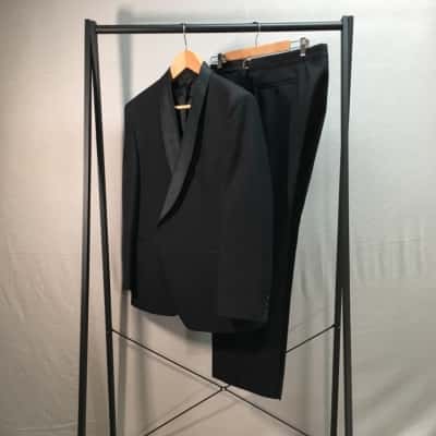 Vintage Stafford Ellinson Men's Tuxedo Suit | Size XXL (approx.) | Black Wool Blend
