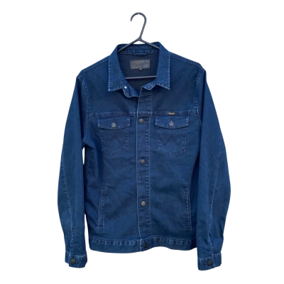 Mens Wrangler Size M Denim Jacket Navy Blue 