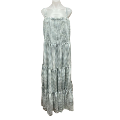 CCX Womens 100% Cotton Size XXL Maxi Dress Gingham/ MintGreen / White 