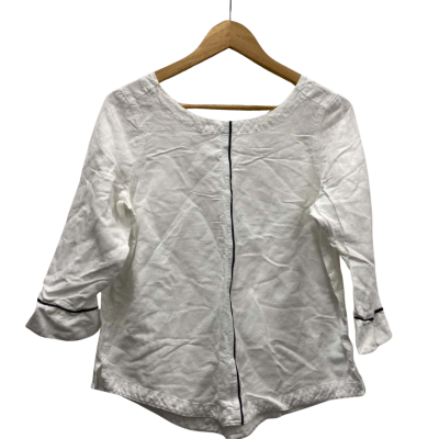 Regatta Womens  Size 12 LINEN BLEND 3/4 Sleeve Top White 