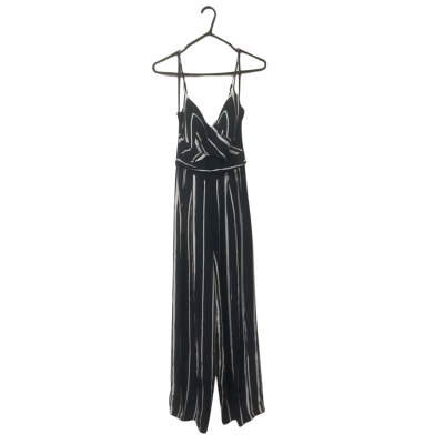 Womens Forever New Size 10 Shoestring Strap Jumpsuit Navy Blue / Striped / White 