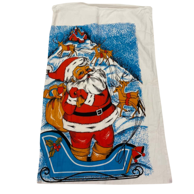 Vintage Christmas  SANTA SACK / COTTON PILLOWCASE  SANTA with HTH1