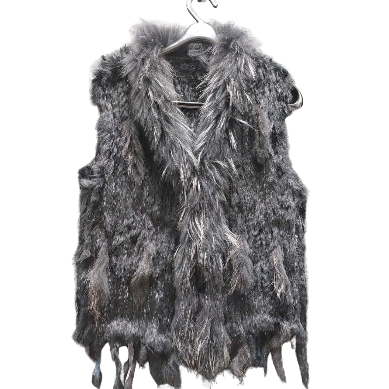 Black rabbit fur knitted vest