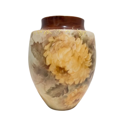 Fürstenberg vase, West Germany porcelain, hand painted floral, signed 1984