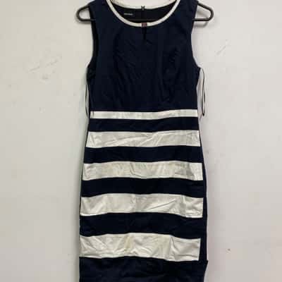 Gerry Weber Womens  Size 36 Midi Dress Navy Blue / White 